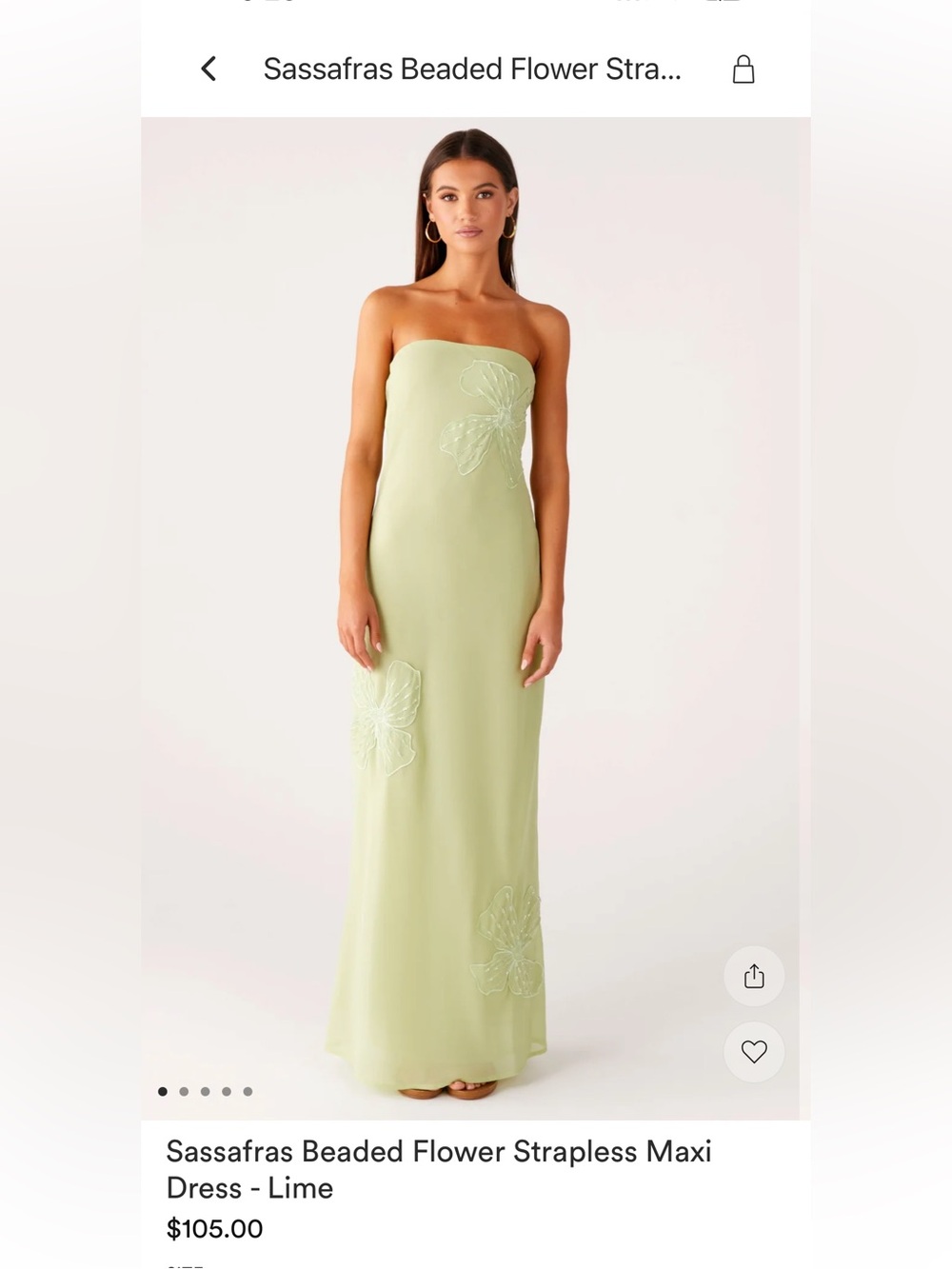 Peppermayo - Sassafras’s beaded flower strapless maxi dress - Lime